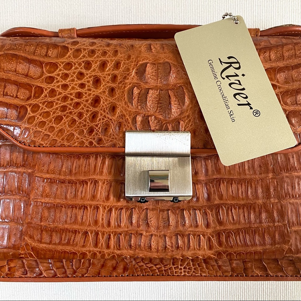 VINTAGE RIVER BRAND GENUINE CROCODILE SKIN CLUTCH/WALLET/HANDBAG, NEW WITH TAG - Picture 4 of 17